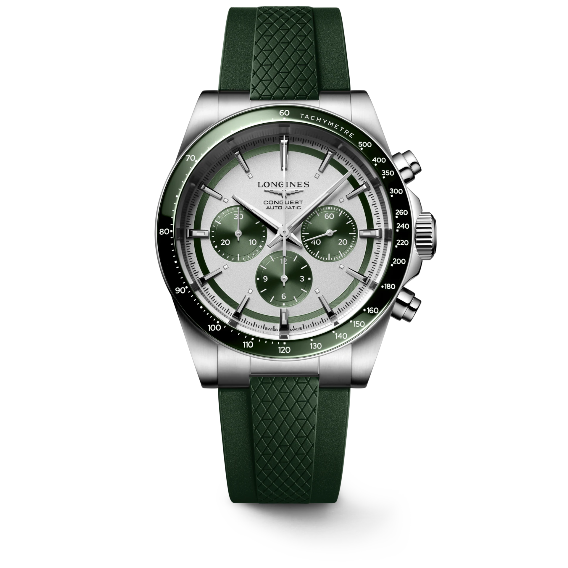 Longines Conquest Silver Matt with Green Counters Dial Men 42mm L38354029