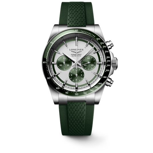 Longines Conquest Silver Matt with Green Counters Dial Men 42mm L38354029