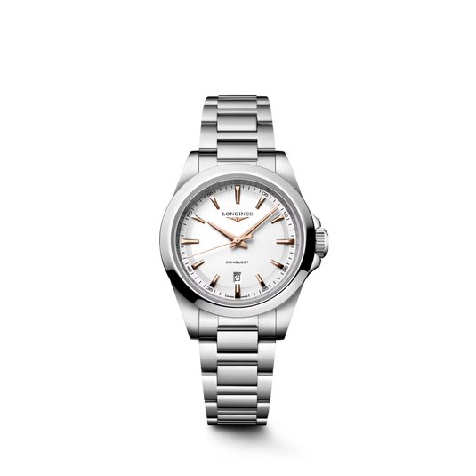 Longines Conquest White Sandblasted Dial Women 30mm L33504186