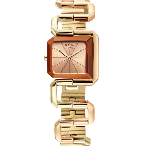 Titan Raga Delight Quartz Analog Rose Gold Dial Rose Gold Stainless Steel Strap Watch For Women 25mm 95155KM01