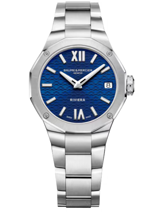 Baume & Mercier Riviera Blue, Satine, Sunray Dial 33mm Women M0A10727