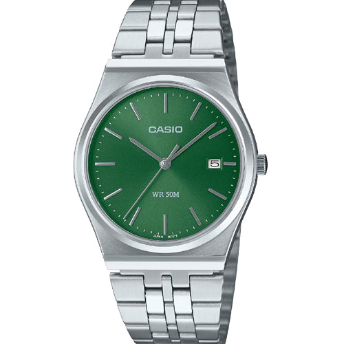 Casio Enticer Standard Green Dial Men 35mm A2236 MTP-B145D-3AV
