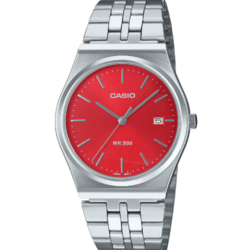 Casio Enticer Standard Red Dial Men 35mm A2237 MTP-B145D-4A2V