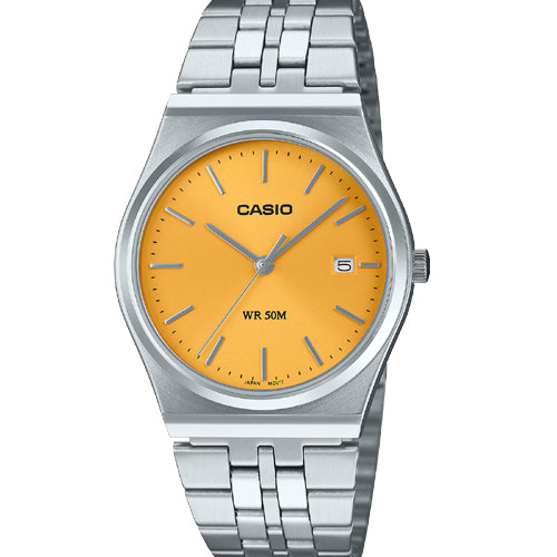 Casio Enticer Standard Yellow Dial Men 35mm A2238 MTP-B145D-9AV