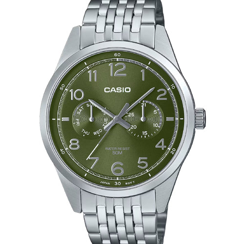 Casio Enticer Standard Green Dial Men 41.5mm A2332 MTP-E340D-3AV