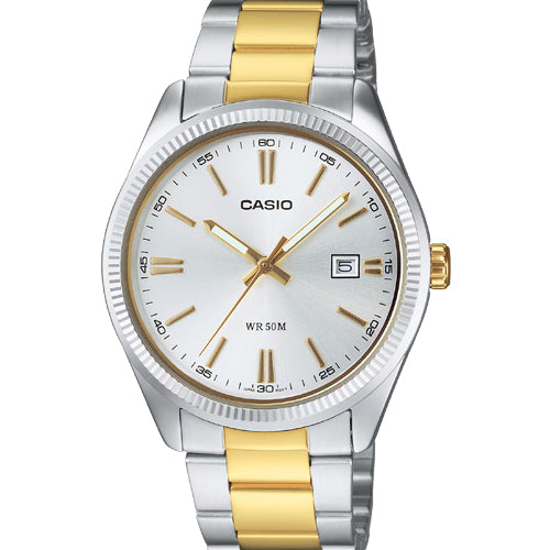 Casio Enticer Standard Silver Dial Men 38.5mm A2370 MTP-1302PSG-7AV