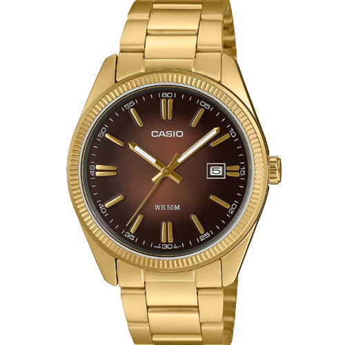 Casio Enticer Brown Dial Men 38.5mm A2375 MTP-1302PGC-5AV