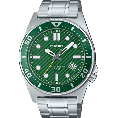 Casio Enticer Standard Green Dial Men 43.6mm A2378 MTD-135D-3AV