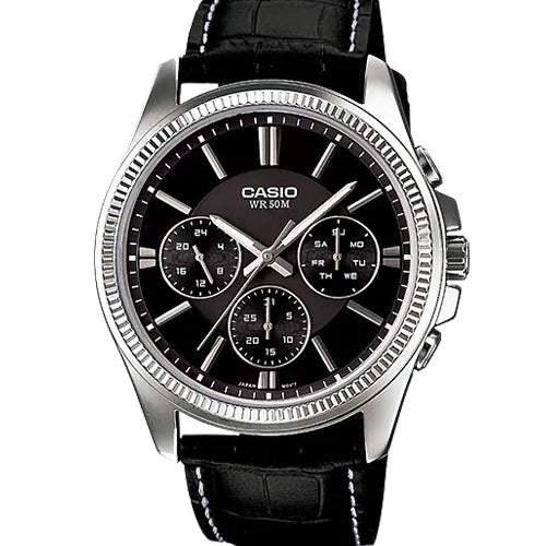 Casio Enticer MTP-1375 series Black Dial Men 42mm A838 MTP-1375L-1AV