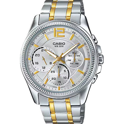 Casio Enticer MTP-E305 series Silver Dial Men 42mm A997 MTP-E305HSG-9AV