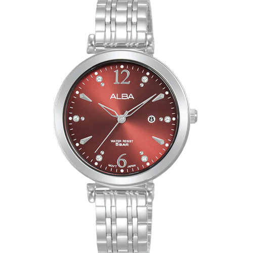 Alba Fashion Maroon Dial Women 32mm AH7BW3X1