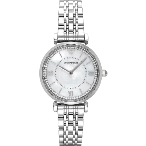 Emporio Armani Gianni T-Bar White Mother-Of-Pearl Dial Women 32mm AR11701