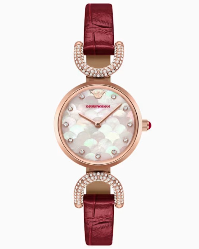 Emporio Armani Gianni T-Bar White Mother-Of-Pearl Dial Women 28mm AR11737