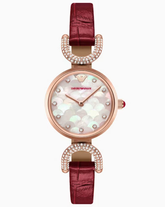 Emporio Armani Gianni T-Bar White Mother-Of-Pearl Dial Women 28mm AR11737