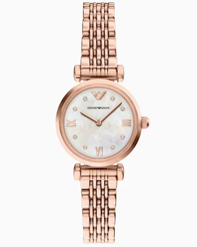 Emporio Armani Gianni T-Bar White Mother-Of-Pearl Dial Women 28mm AR11805