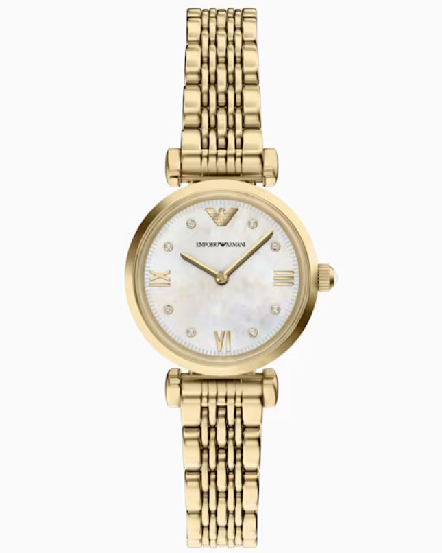 Emporio Armani Gianni T-Bar White Mother-Of-Pearl Dial Women 28mm AR11806
