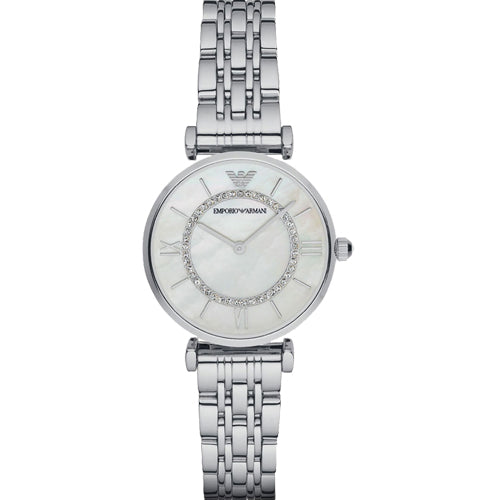 Emporio Armani Gianni T-Bar White Mother-Of-Pearl Dial Women 32mm AR1908