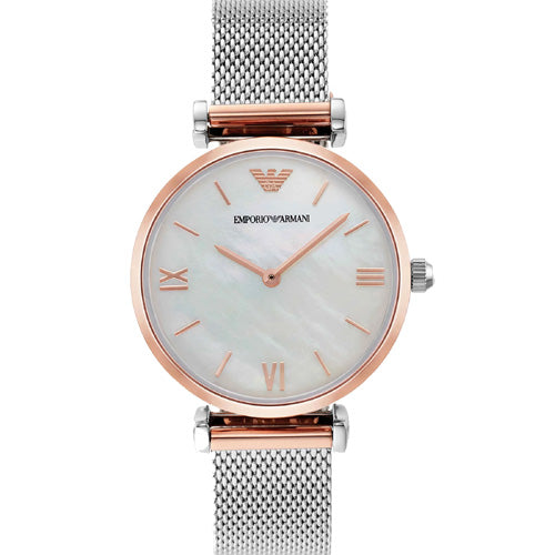 Emporio Armani Gianni T-Bar White Mother-Of-Pearl Dial Women 32mm AR2067