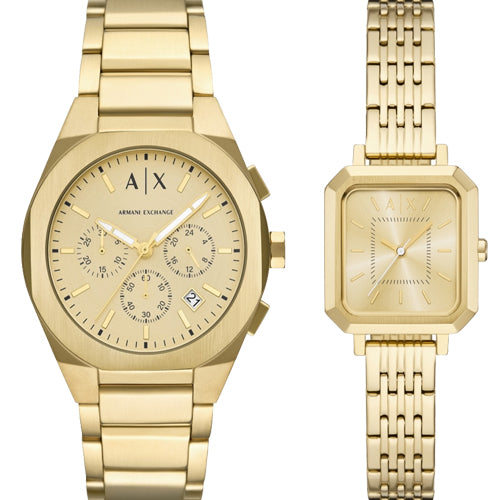 Armani Exchange Sync Gold Dial Pair 32mm AX7171SET