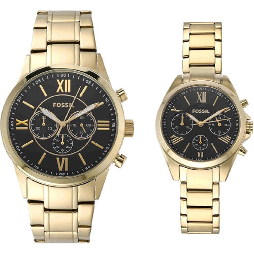 Fossil His and Her Black Dial Pair 46mm & 36mm BQ2400SET