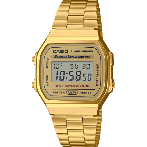 Casio Vintage Gold Dial Unisex 36.3mm D169 A168WG-9W
