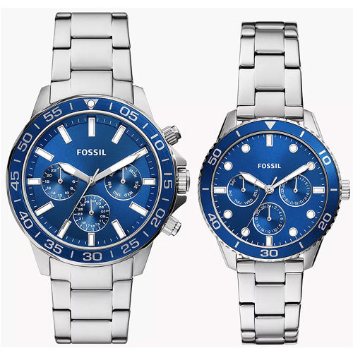 Fossil Bannon Blue Dial Pair 45mm & 38mm BQ2828SET