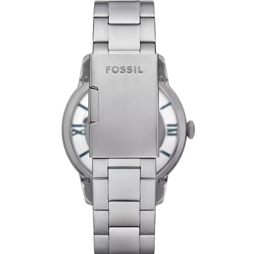 Fossil Townsman Men's Skeleton Blue Dial & Silver Chain Watch