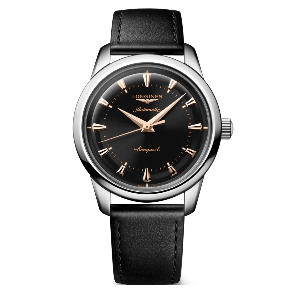 Longines Conquest Heritage Black Lacquered Polished Dial Men 40mm