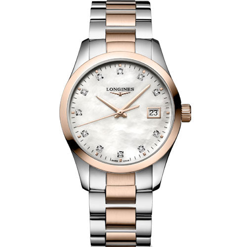Longines Conquest Classic White Mother-Of-Pearl Dial Women 34mm