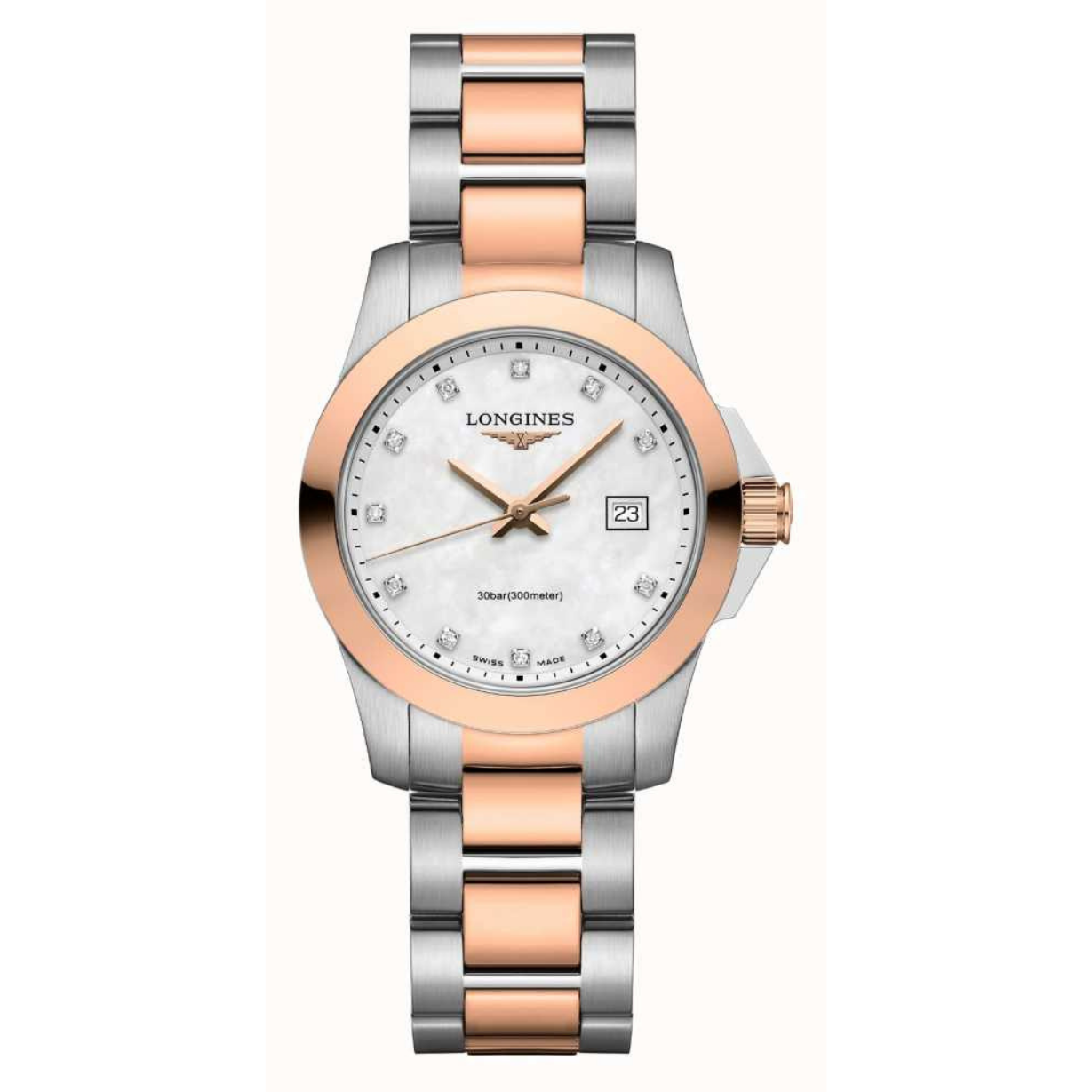 Longines Conquest White Mother-Of-Pearl Dial Women 29.5mm
