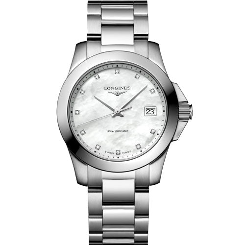 Longines Conquest White Mother-Of-Pearl Dial Women 34mm