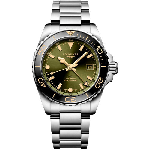Longines Hydroconquest Gmt Sunray Green Dial Men 41mm