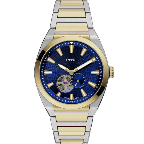 Fossil Men's Everett Automatic Stainless Steel Three-Hand Watch, Color: Smoke (Model: ME3206) Fossil Everett Automatic Silver, Green Brown Leather Strap Men\u0027s