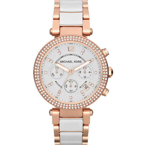 Michael kors gold and white watch hotsell