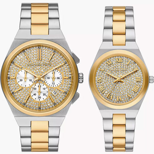 Michael Kors Lennox Gold Pave Dial Dial Pair 33mm & 41mm MK7503SET