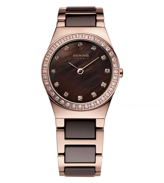 Bering Ceramic Brown Mother of Pearl Dial Women 32426-765 26mm