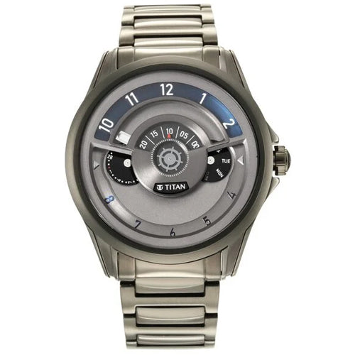 Titan Maritime Quartz Multifunction Anthracite Dial Stainless Steel Strap Watch for Men 43.5mm NQ1830QM01