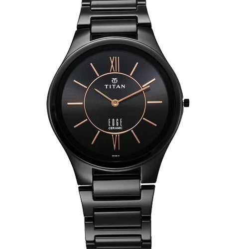 Titan Edge Ceramic Quartz in Rich Black Dial Watch for Men 40.5mm NR1696NC01