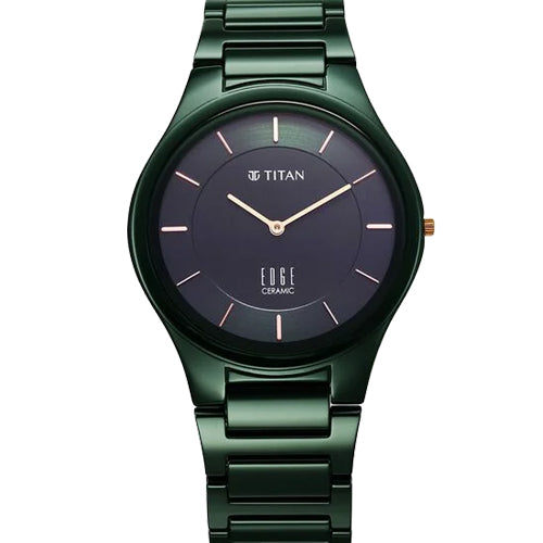 Titan Edge Ceramic Quartz in Glossy Green Dial Watch for Men 40.5mm NS1696QC06