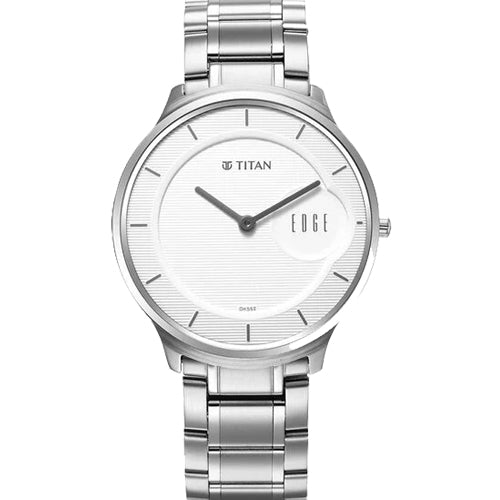 Titan Edge Metal Silver Dial Stainless Steel Strap Watch for Men 38mm NS1843SM02