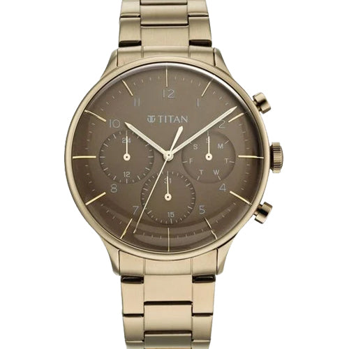 Titan Urban Magic Brown Dial Multial Stainless Steel Strap watch for Men 42mm NS90102QM02