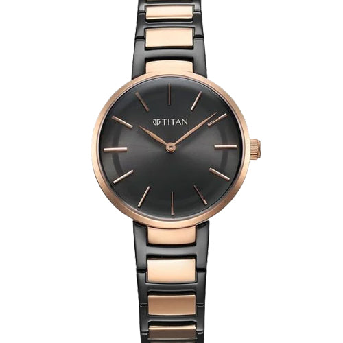 Titan Workwear Quartz Analog Anthracite Dial Stainless Steel Strap Watch for Women 33mm NS95183KM02
