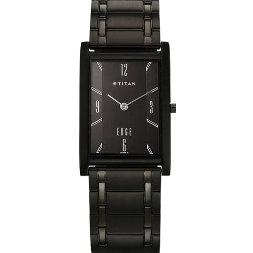 Titan Edge Black Dial Analog Stainless Steel Strap Watch for Men 25.1mm NT1043NM01