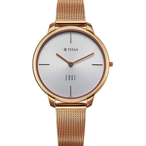 Titan Edge White Dial Analog Stainless Steel Strap watch for Women 34.5mm NT2654WM01