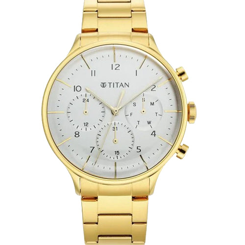 Titan Urban Magic Silver Dial Quartz Multifunction Stainless Steel Strap watch for Men 42mm NT90102YM01