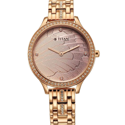 Titan Glitz Rose Gold Dial Stainless Steel Strap Watch for Women 36mm NT95209WM01