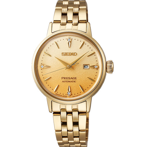 Seiko Pressage Presage Cocktail Diamond Yellow Gold Dial Women 30mm SRE018J1