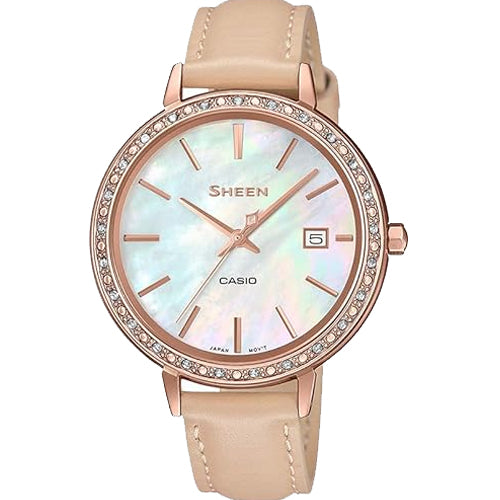 Casio Sheen Mother-of-Pearl Dial Women 36mm SX246 She-4052Pgl-7B