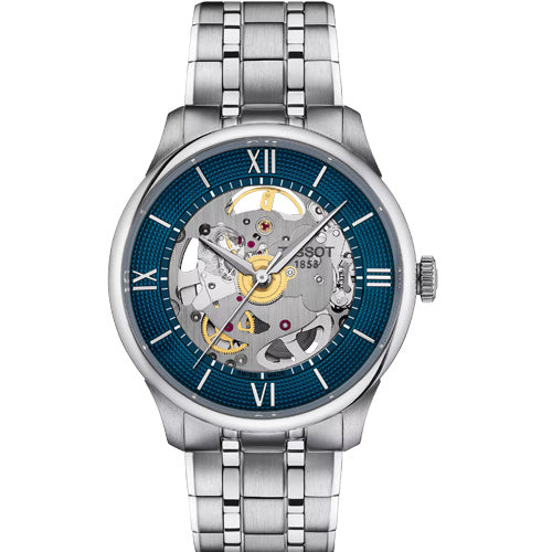 Tissot T-Classic Chemin Des Tourelles Skeleton Blue Dial Men 39mm T1398361104800