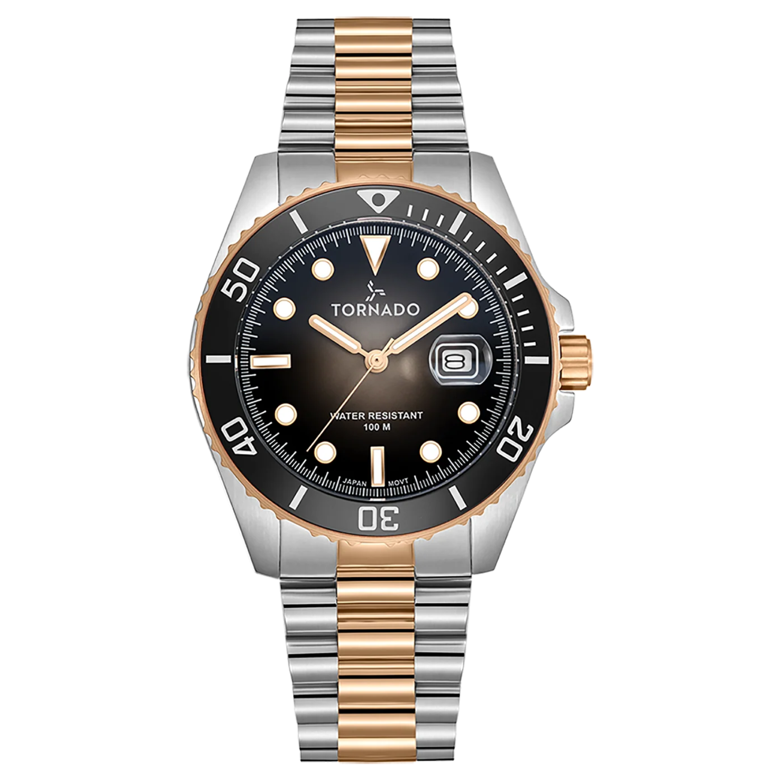 Tornado Lumina Black Dial Quartz Men 42mm T22001-KBKB